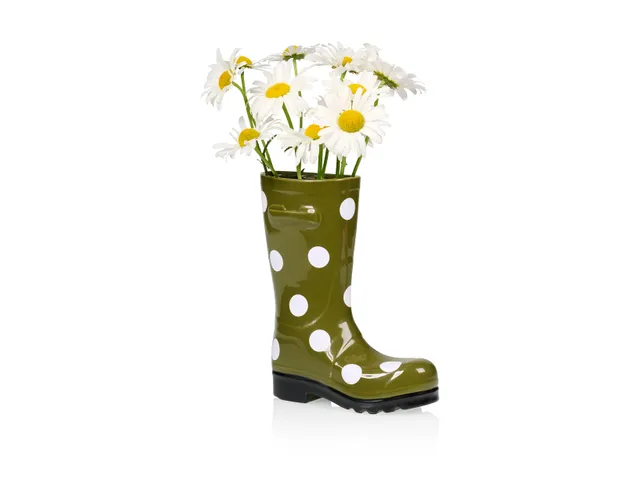 bitten-wellington-boot-vase-dotty-green-vase-vert image 1