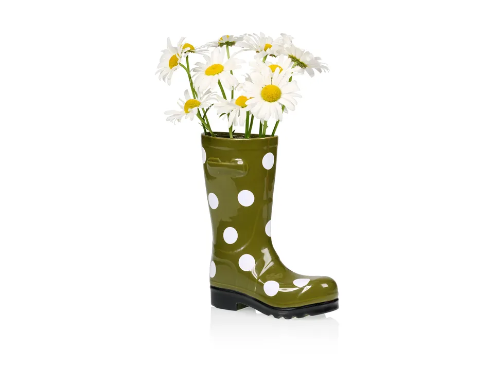 bitten-wellington-boot-vase-dotty-green-vase-vert image 1