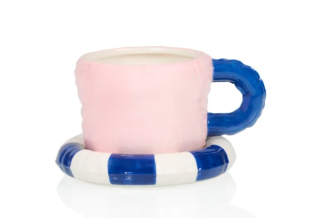 bitten-floaty-mug-tasse-bleue-c-ramique-soucoupe-bou-e image 1