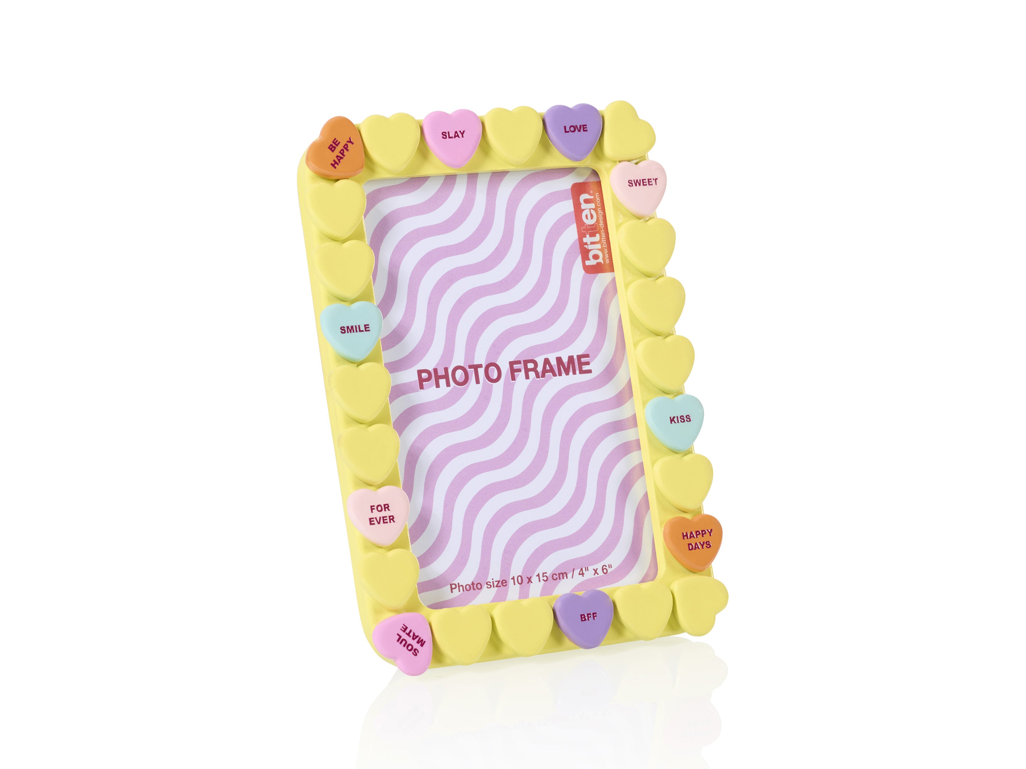 bitten-sweet-heart-cadre-photo-jaune-coeurs-bonbons-10x15 image 3
