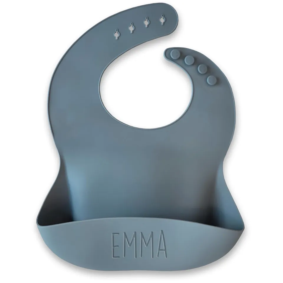 bienmarquer-b-b-bavoir-silicone-bleu-fonc-personnalis image 1