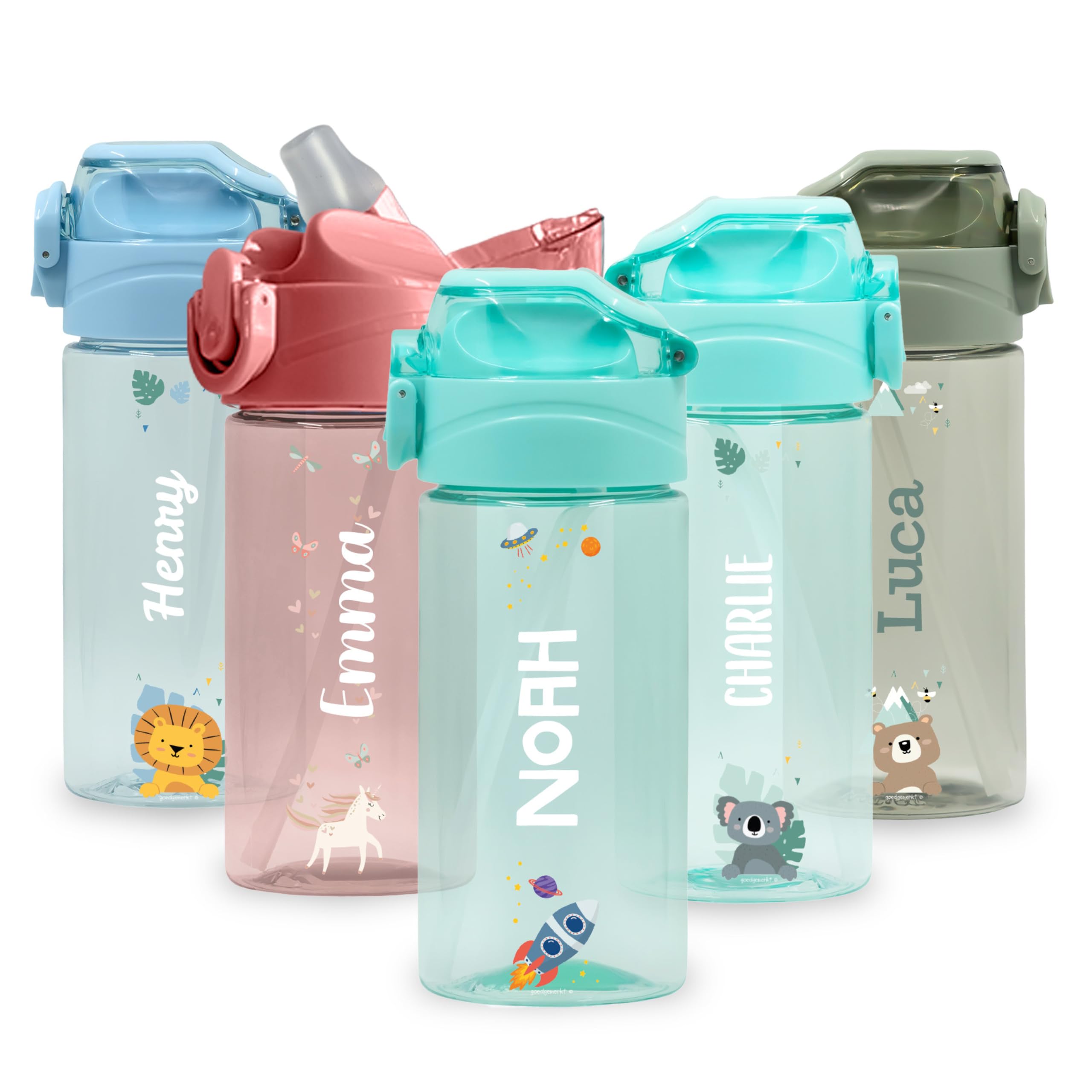 bienmarquer-lunch-box-gourde-enfant-450ml-paille-bleu-clair-anti-fuite image 7