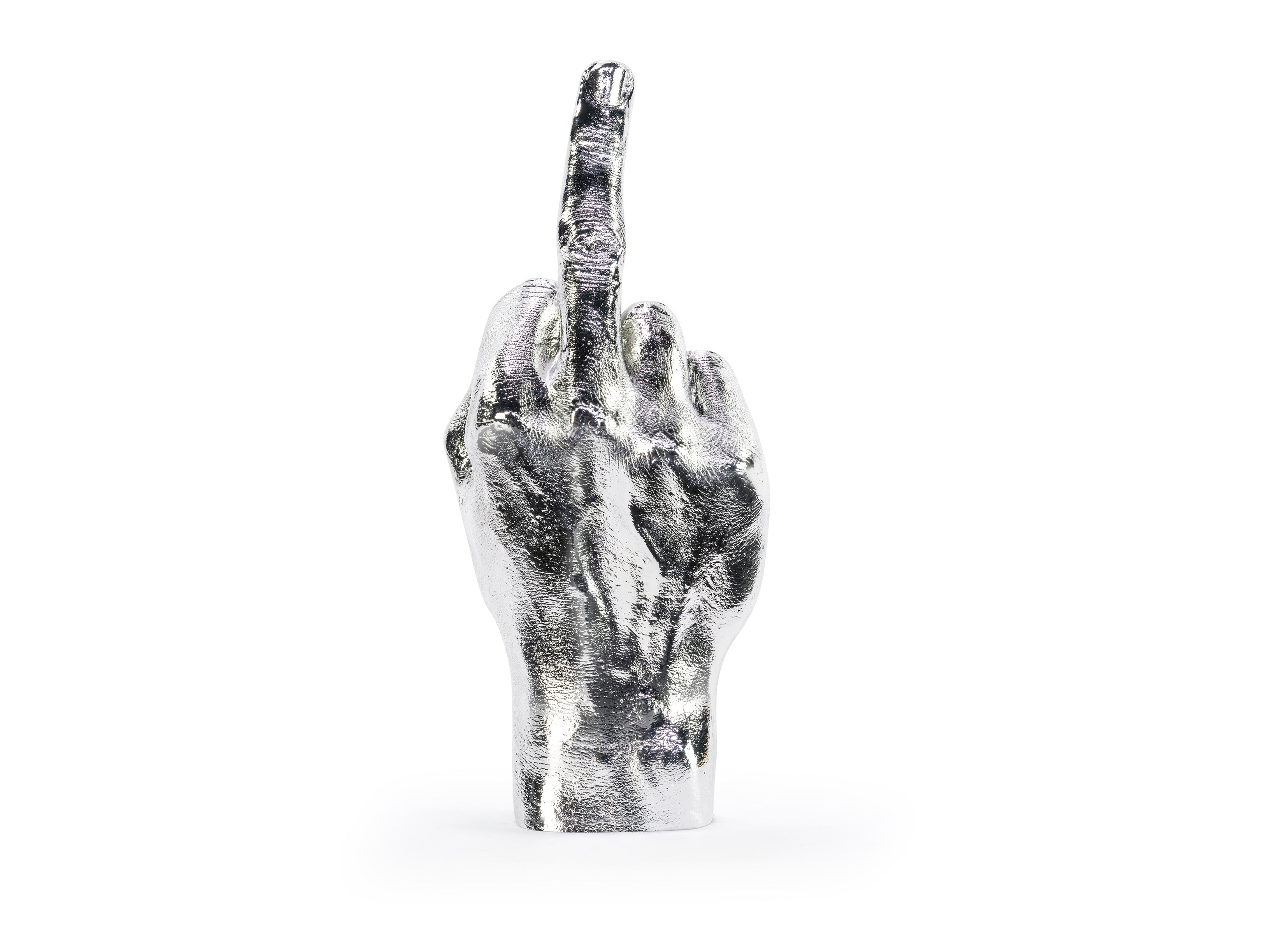 bitten-hand-collection-the-finger-sculpture-doigt-argent-20-cm image 1