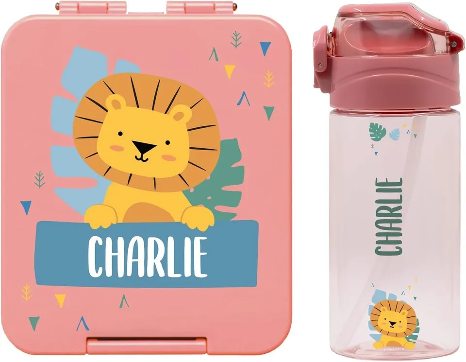 bienmarquer-pack-gourde-450-ml-bo-te-go-ter-vieux-rose-enfant image 1