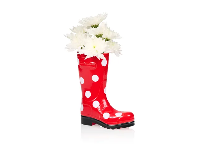 bitten-wellington-boot-vase-botte-rouge-pois-c-ramique image 1