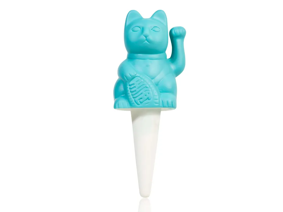 bitten-planters-lucky-cat-pot-arroseur-chat-bleu-21-cm image 1