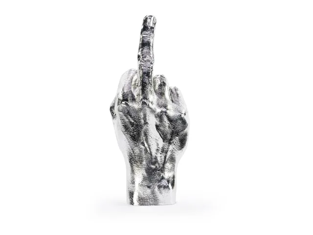 bitten-hand-collection-the-finger-sculpture-doigt-argent-20-cm image 1