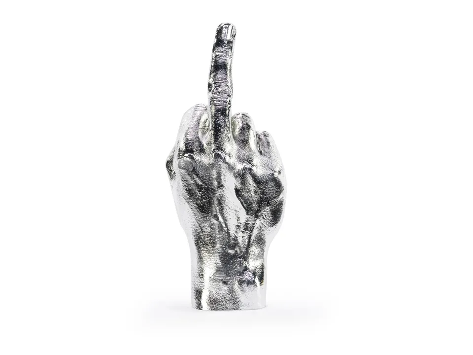 bitten-hand-collection-the-finger-sculpture-doigt-argent-20-cm image 1