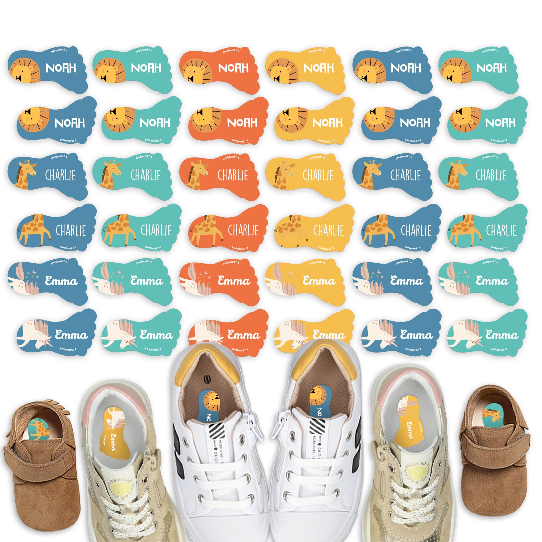 bienmarquer-colourfull-tiquettes-chaussures-pr-nom-8-paires image 1