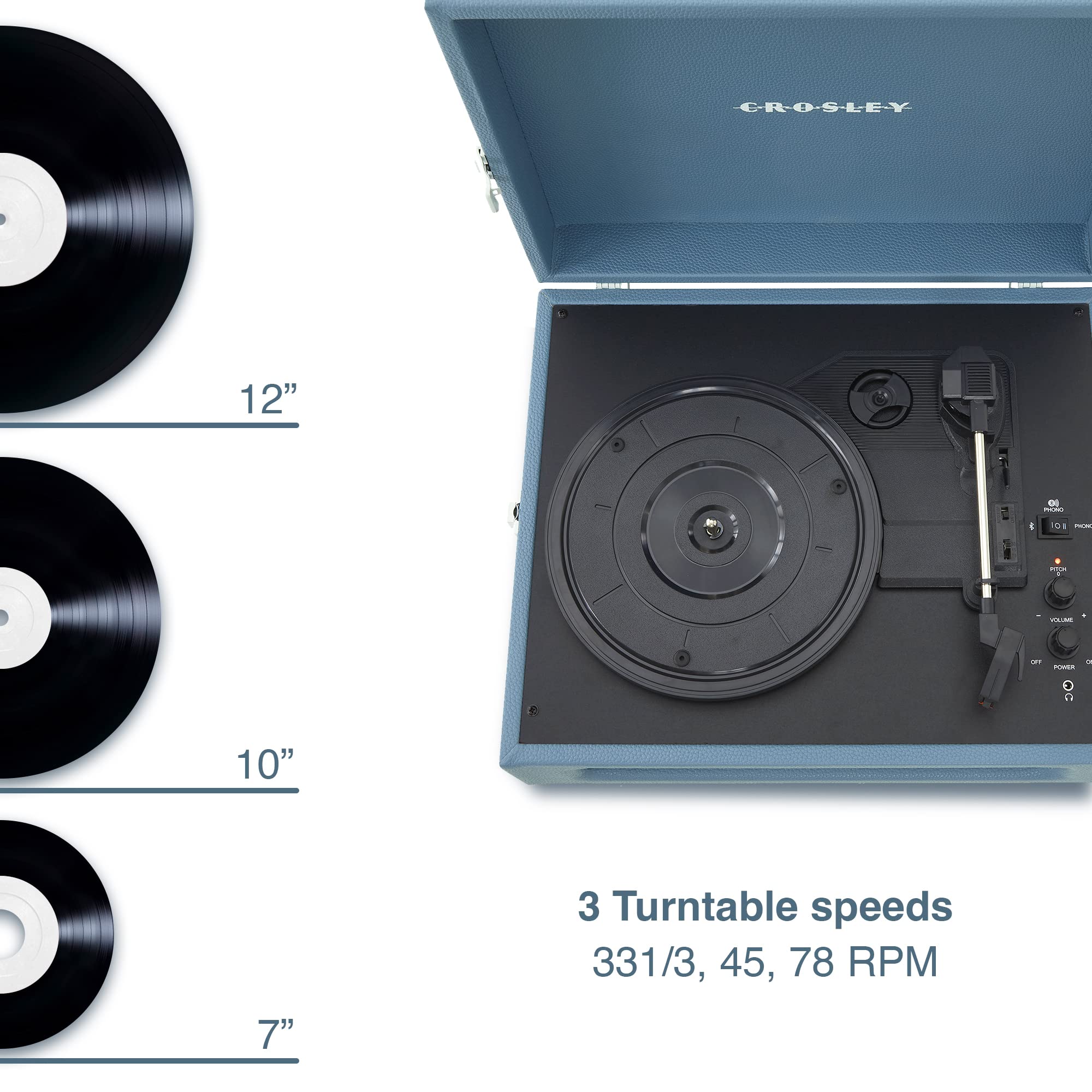 crosley-voyager-platine-vinyle-valise-bleue-bluetooth image 3