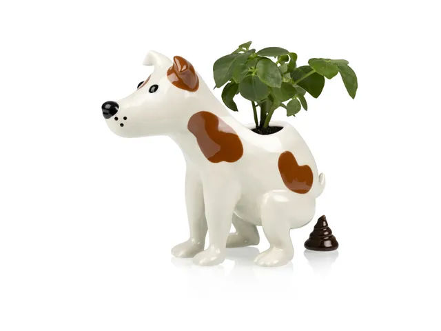bitten-pooing-dog-cache-pot-chien-c-ramique-original image 1