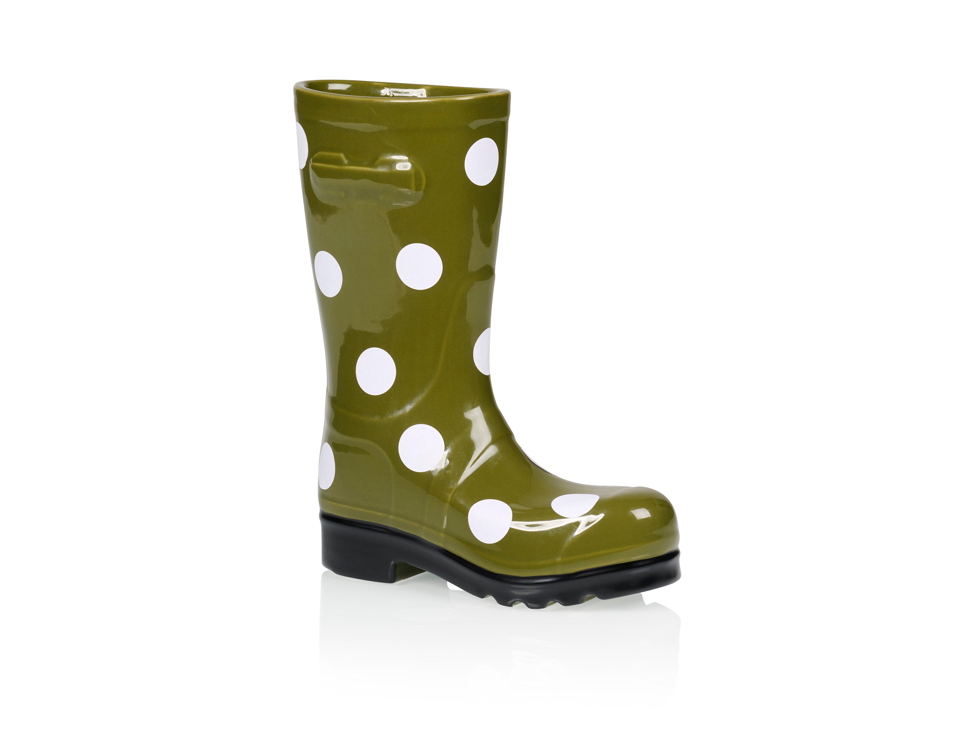 bitten-wellington-boot-vase-dotty-green-vase-vert image 3