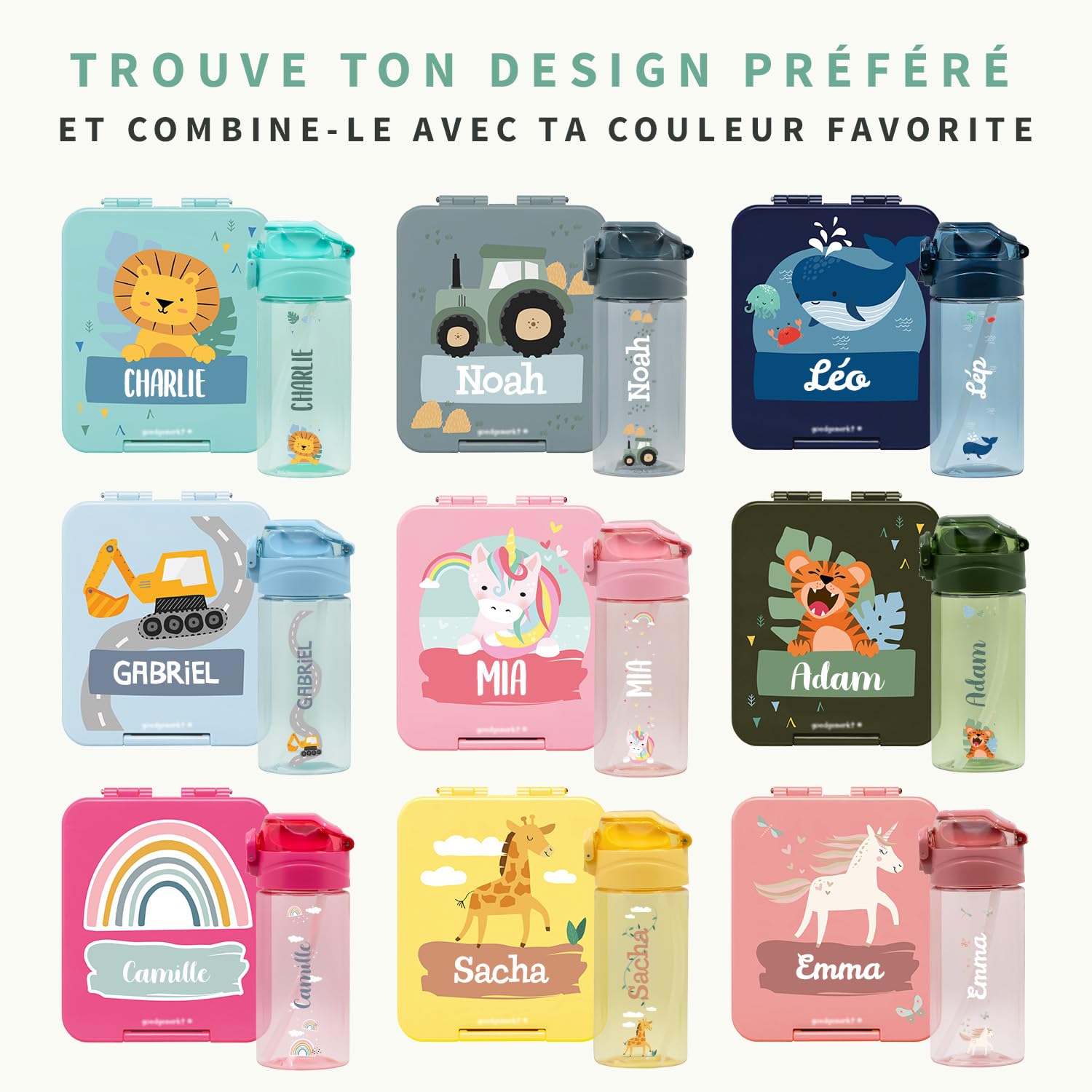 bienmarquer-pack-gourde-450-ml-bo-te-go-ter-vieux-rose-enfant image 4