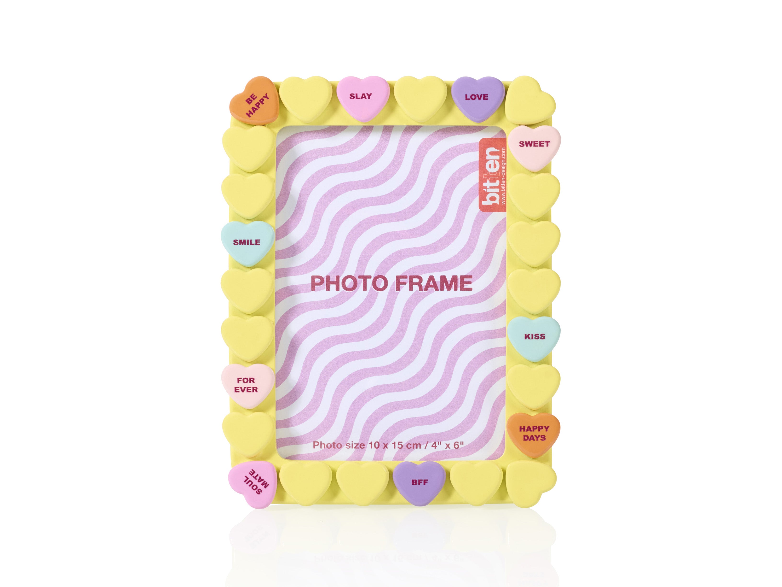 bitten-sweet-heart-cadre-photo-jaune-coeurs-bonbons-10x15 image 2
