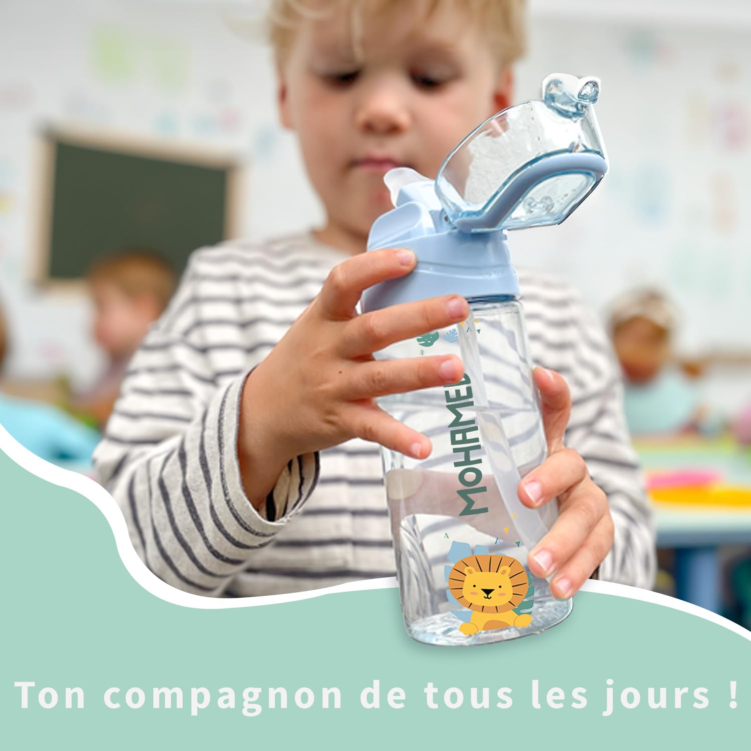 bienmarquer-lunch-box-gourde-enfant-450ml-paille-bleu-clair-anti-fuite image 5
