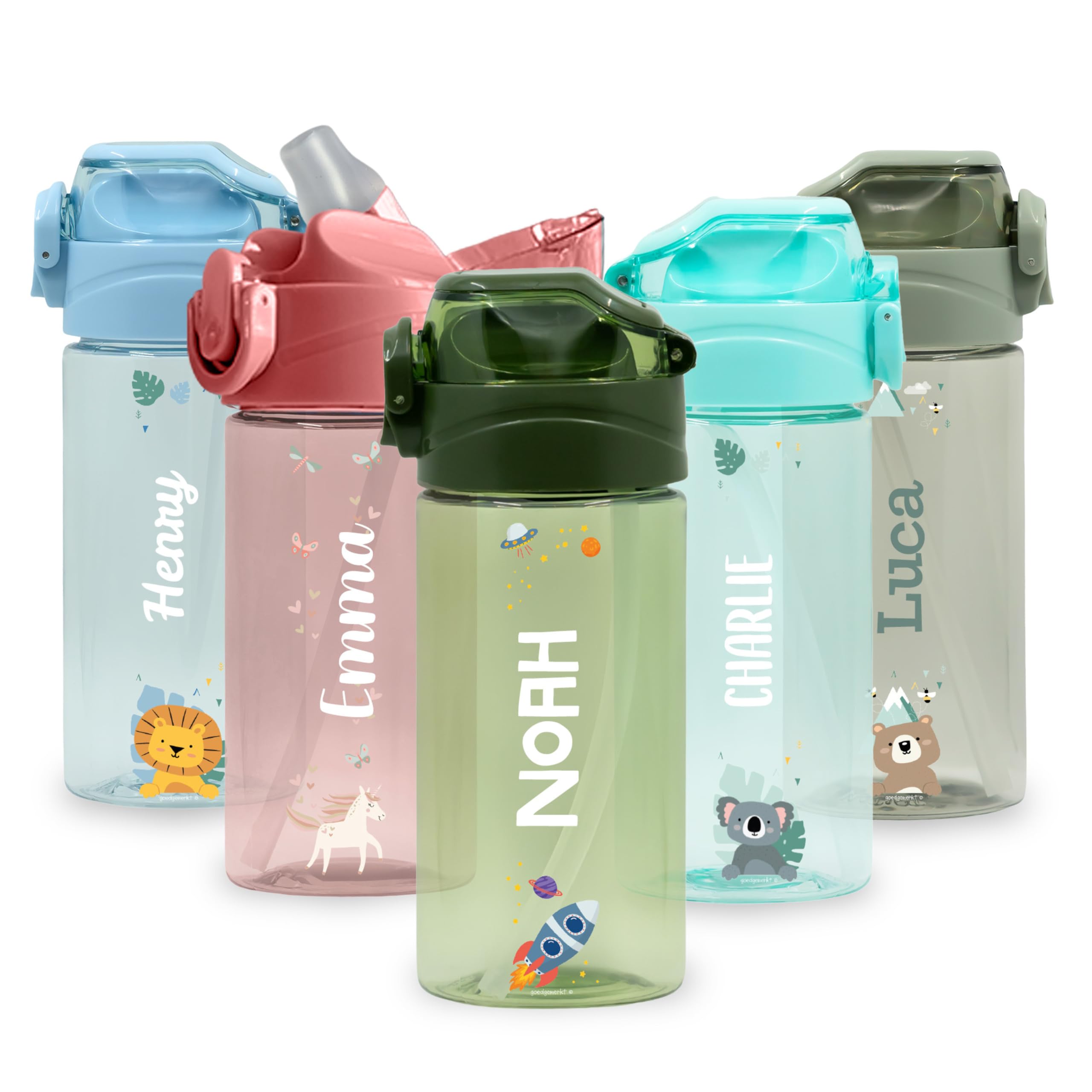 bienmarquer-lunch-box-gourde-enfant-450ml-paille-bleu-clair-anti-fuite image 8