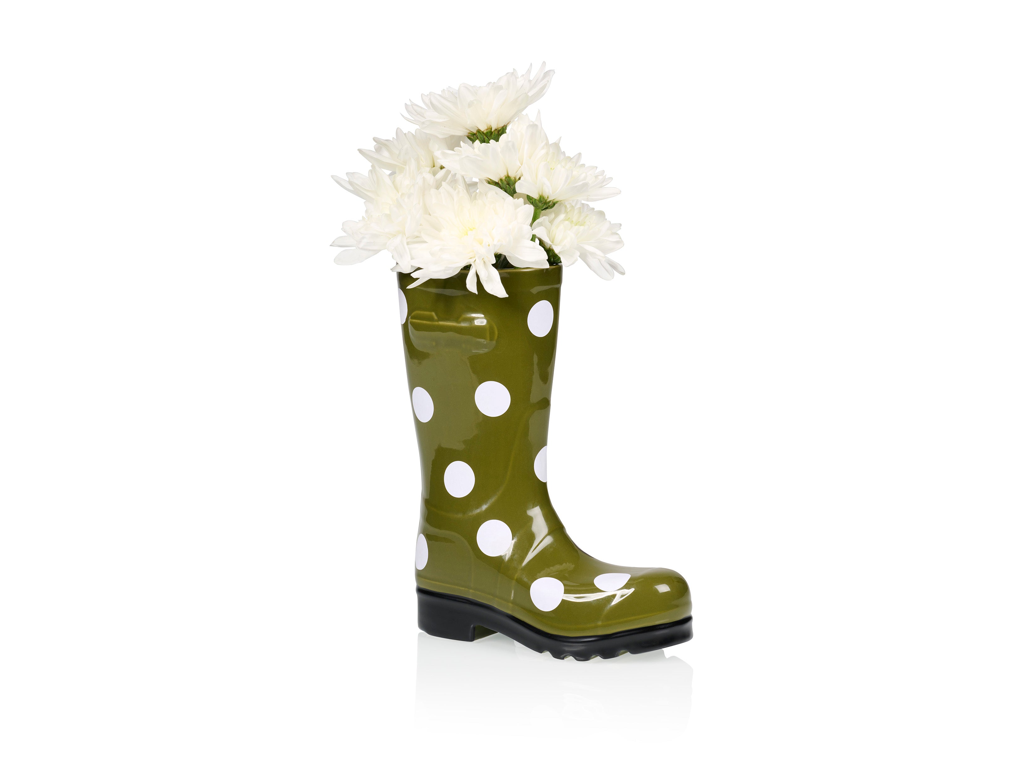 bitten-wellington-boot-vase-dotty-green-vase-vert image 2