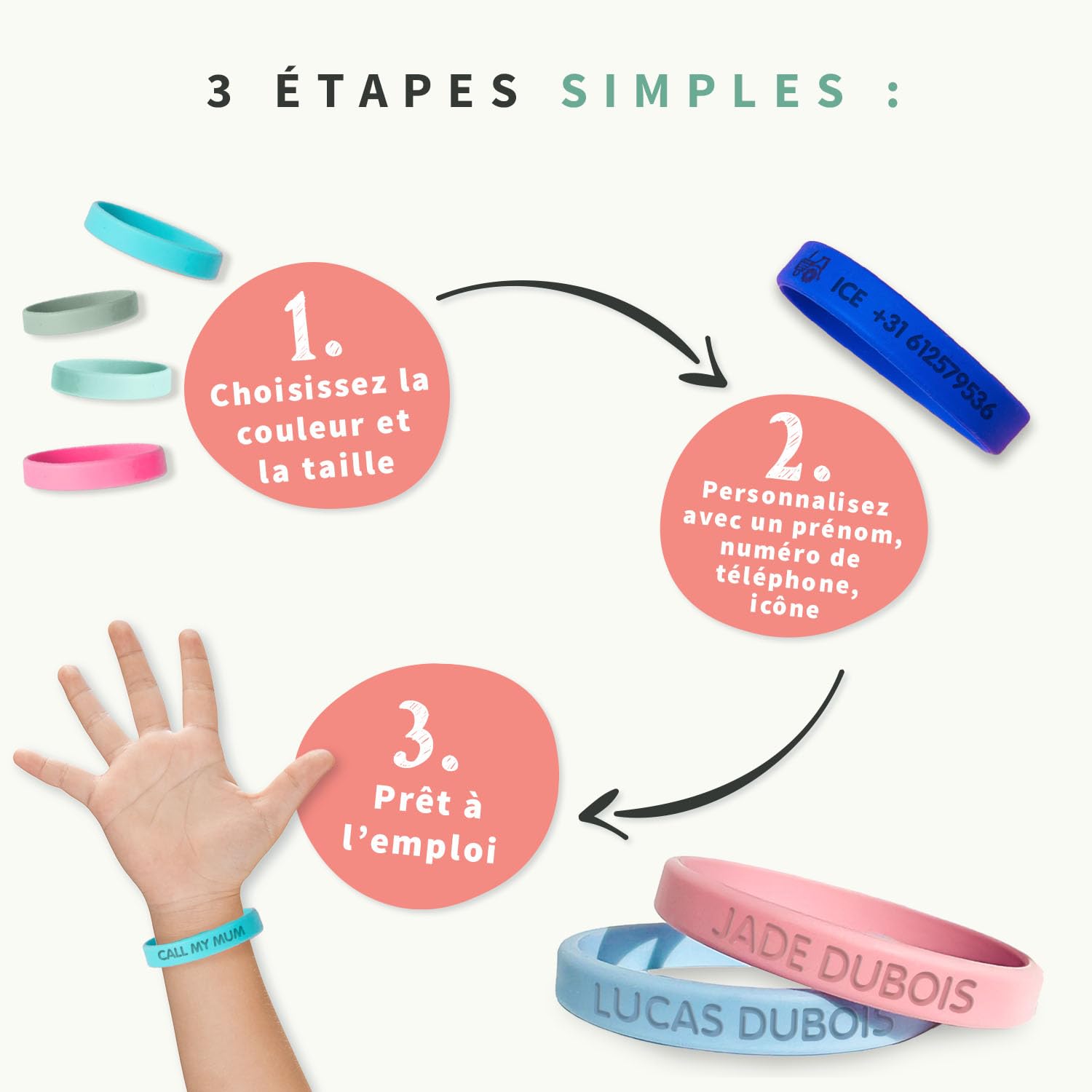 bienmarquer-s-curit-pack-2-bracelets-sos-enfant-silicone-grav image 3