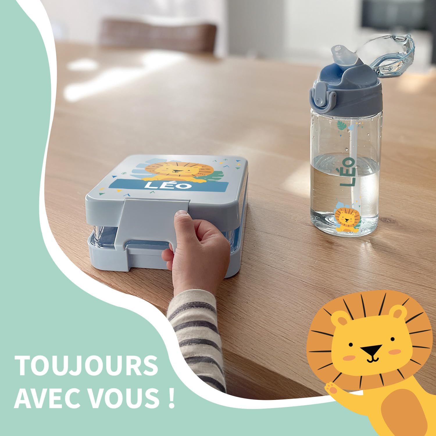 bienmarquer-pack-gourde-450-ml-bo-te-go-ter-vieux-rose-enfant image 6
