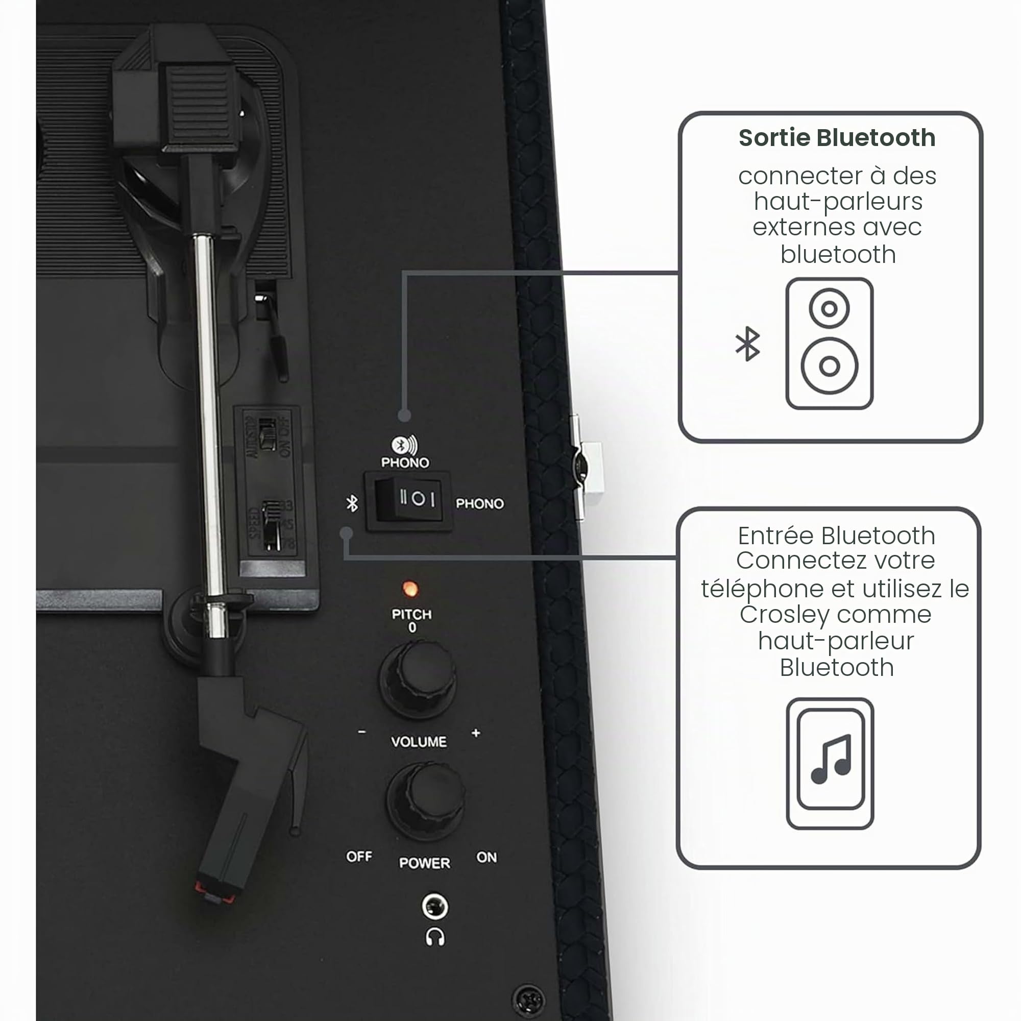 crosley-voyager-tourne-disque-valise-bluetooth-noir-3-vitesses image 5