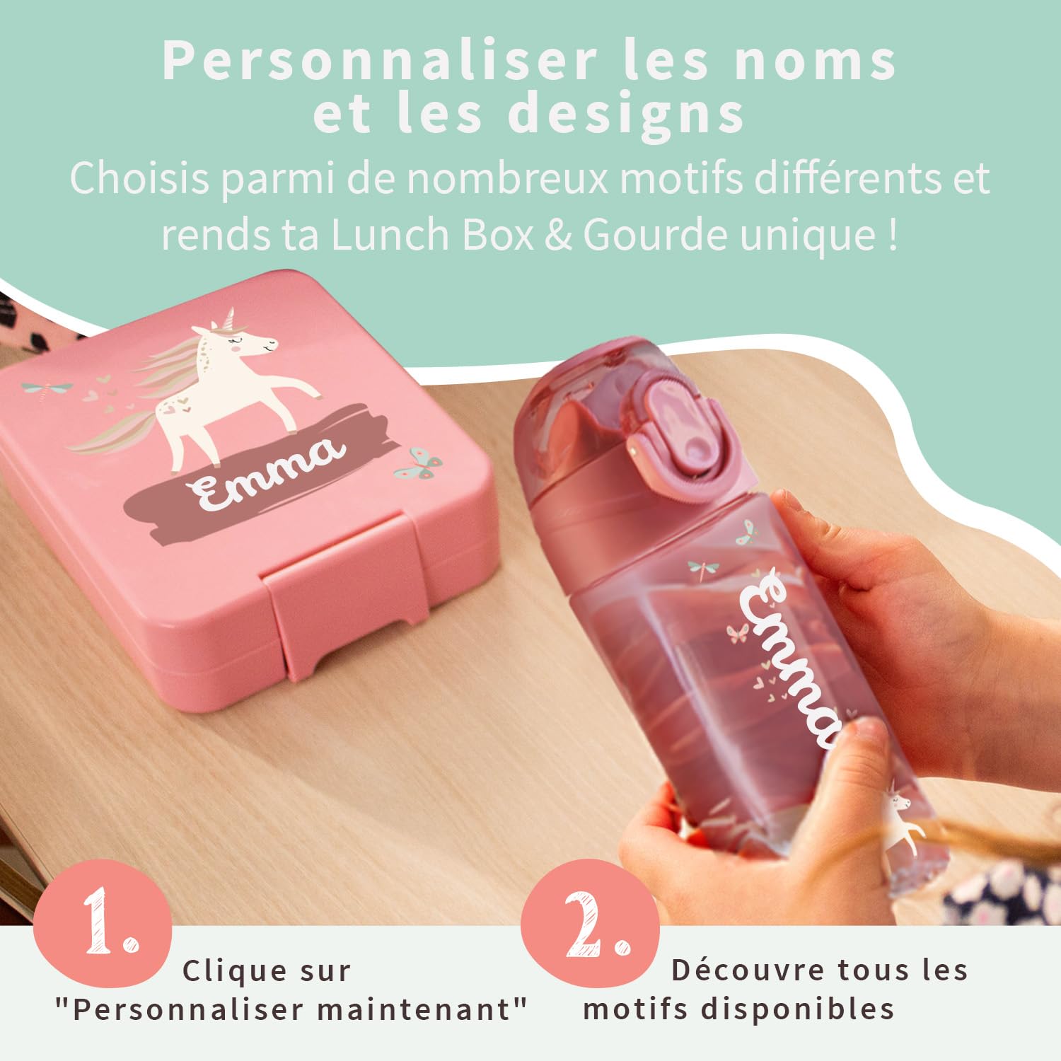 bienmarquer-pack-gourde-450-ml-bo-te-go-ter-vieux-rose-enfant image 3