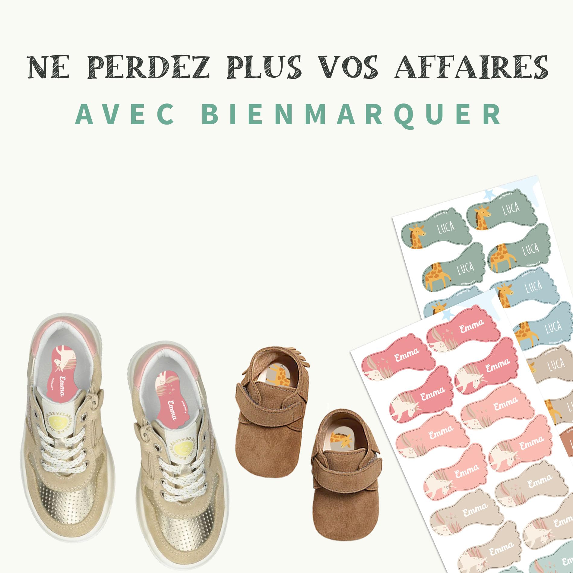 bienmarquer-colourfull-tiquettes-chaussures-pr-nom-8-paires image 5